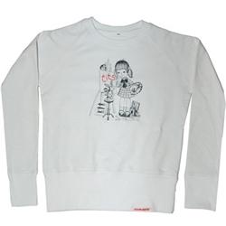 Front pic of 'Tits' Women's Crew Sweat, Black on White