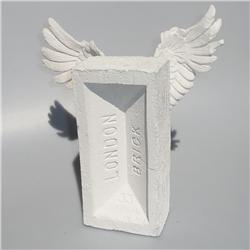 Front pic of 'Winged Brick' Sculpture, White on White