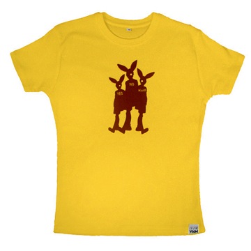 Front pic of 'Minor Problem' Women's Fitted T, Brown on Canary