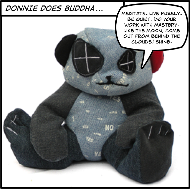 Fig. 01: Donnie Does Buddha. The second in a very special series in which Donnie Dunno contemplates the principal tenets of esteemed philosphers.